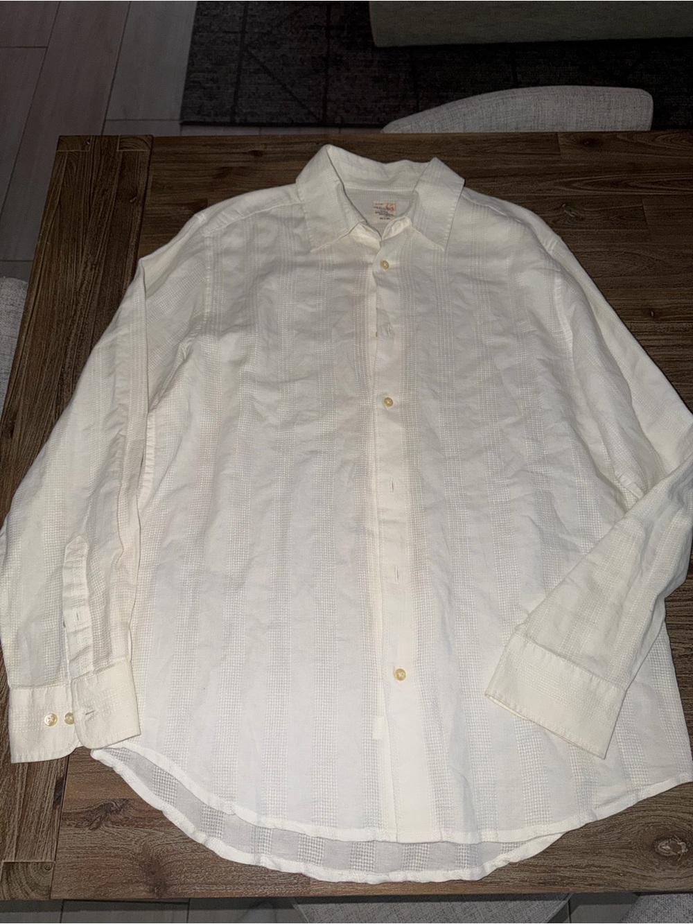 Old Navy Ivory Textured Button-Up Dress Shirt